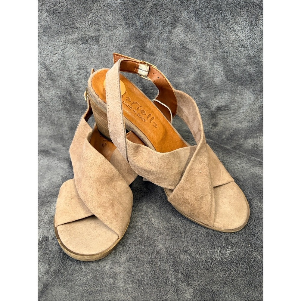Crisscross Suede Wedge Sandals - Taupe